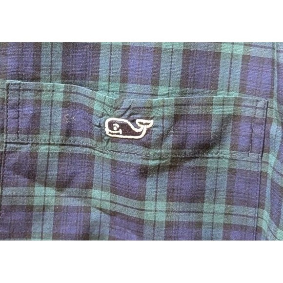 Vineyard Vines Whale Shirt Mens XL Blue & Green Classic Plaid Long Sleeve Cotton - Picture 4 of 12